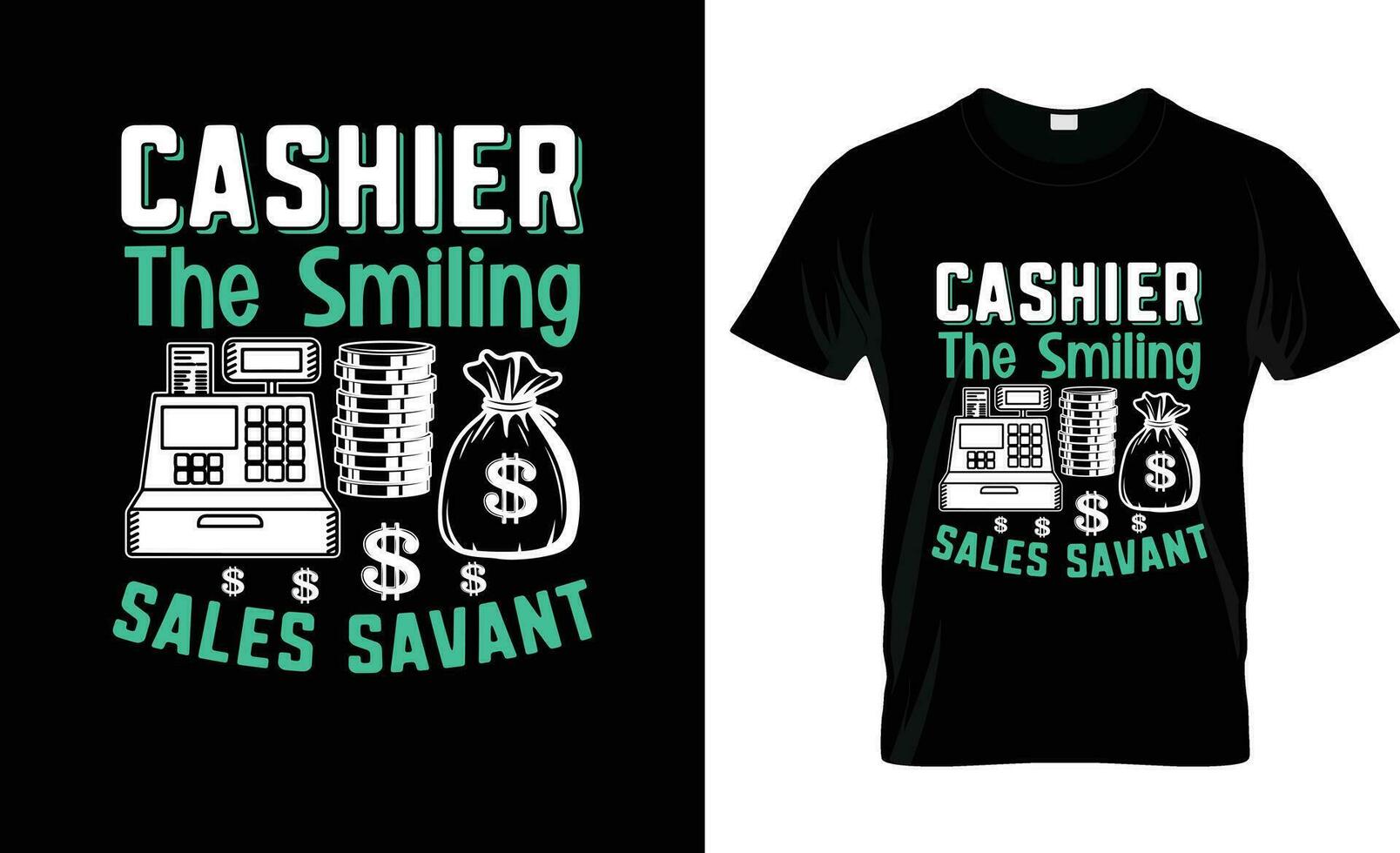 cashier the smiling sales savant colorful Graphic T-Shirt,  t-shirt print mockup vector