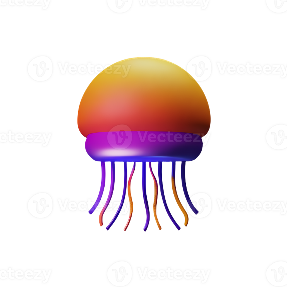 jellyfish 3d rendering icon illustration png