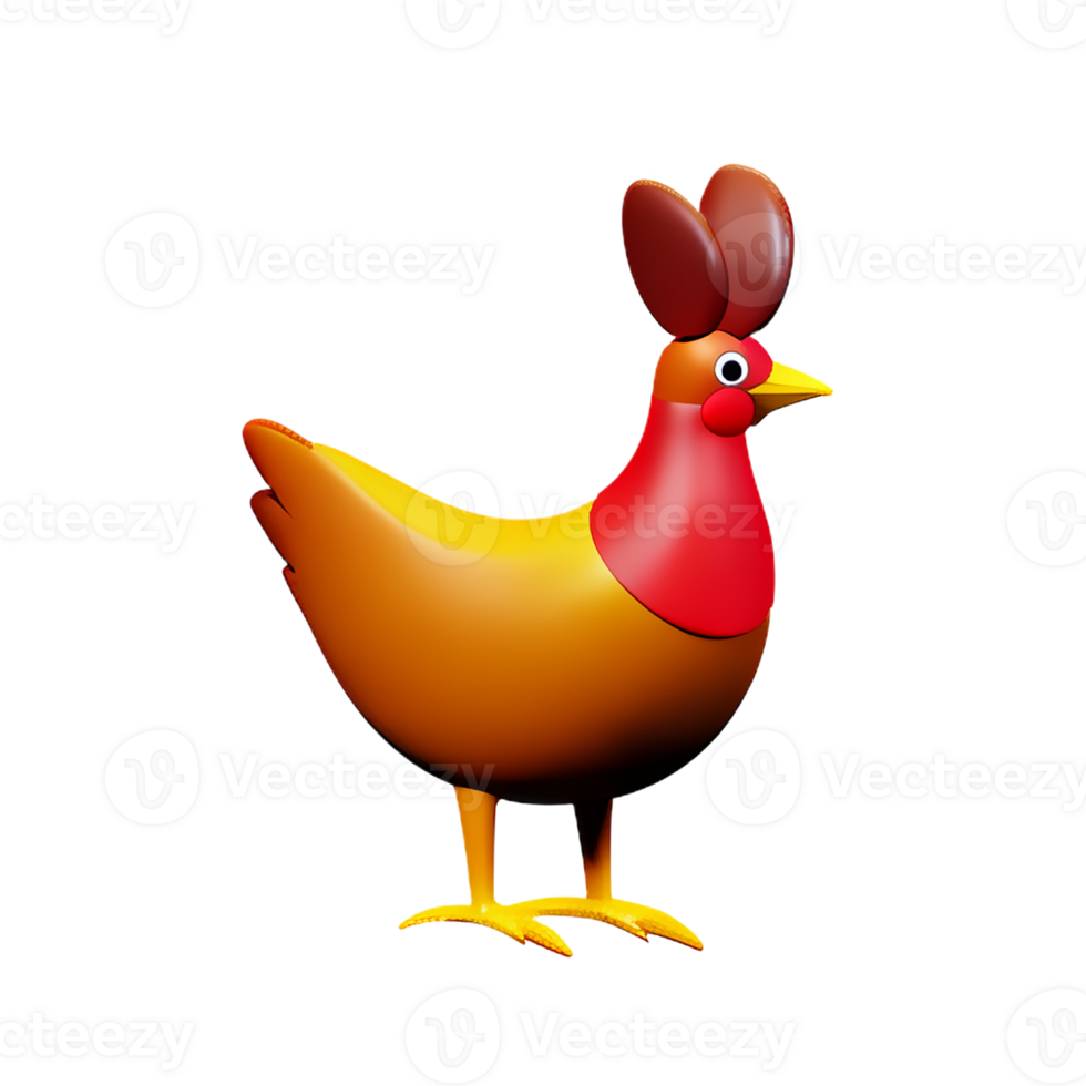 hen 3d rendering icon illustration png