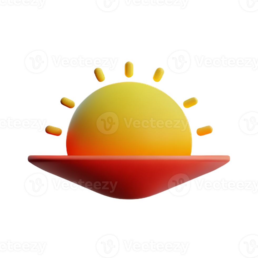 sunrise 3d rendering icon illustration png