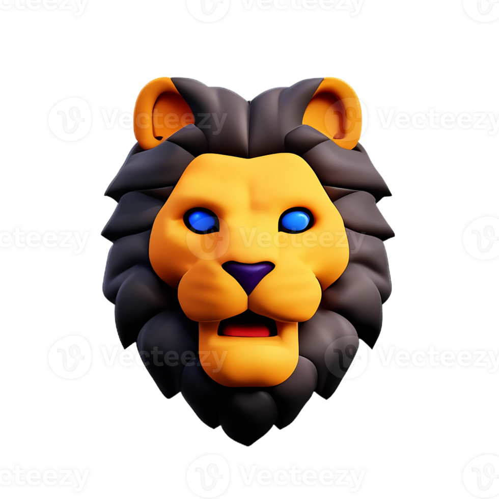 lion head 3d rendering icon illustration png