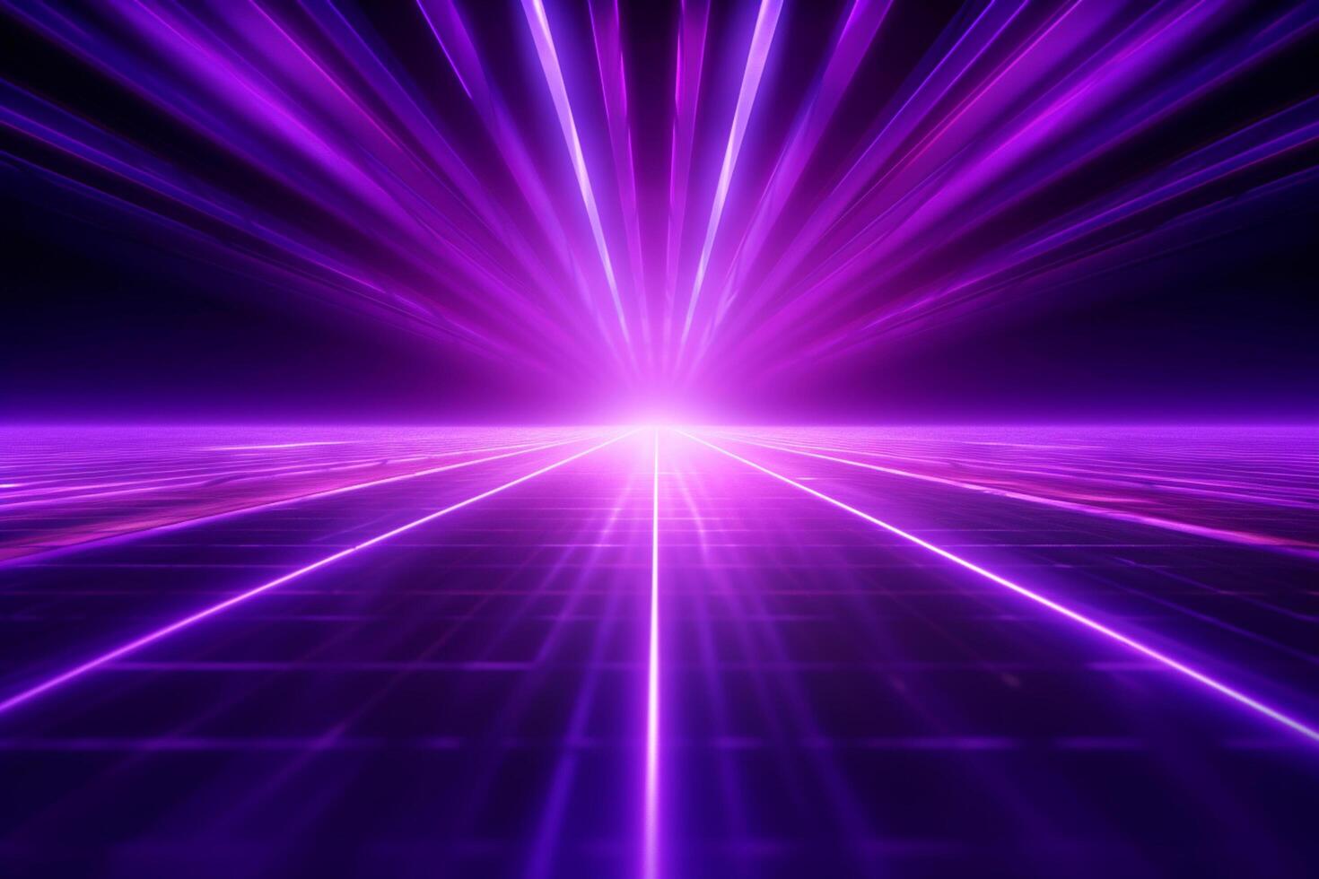 3d abstract background with neon lights, neon tunnel, empty stage photo