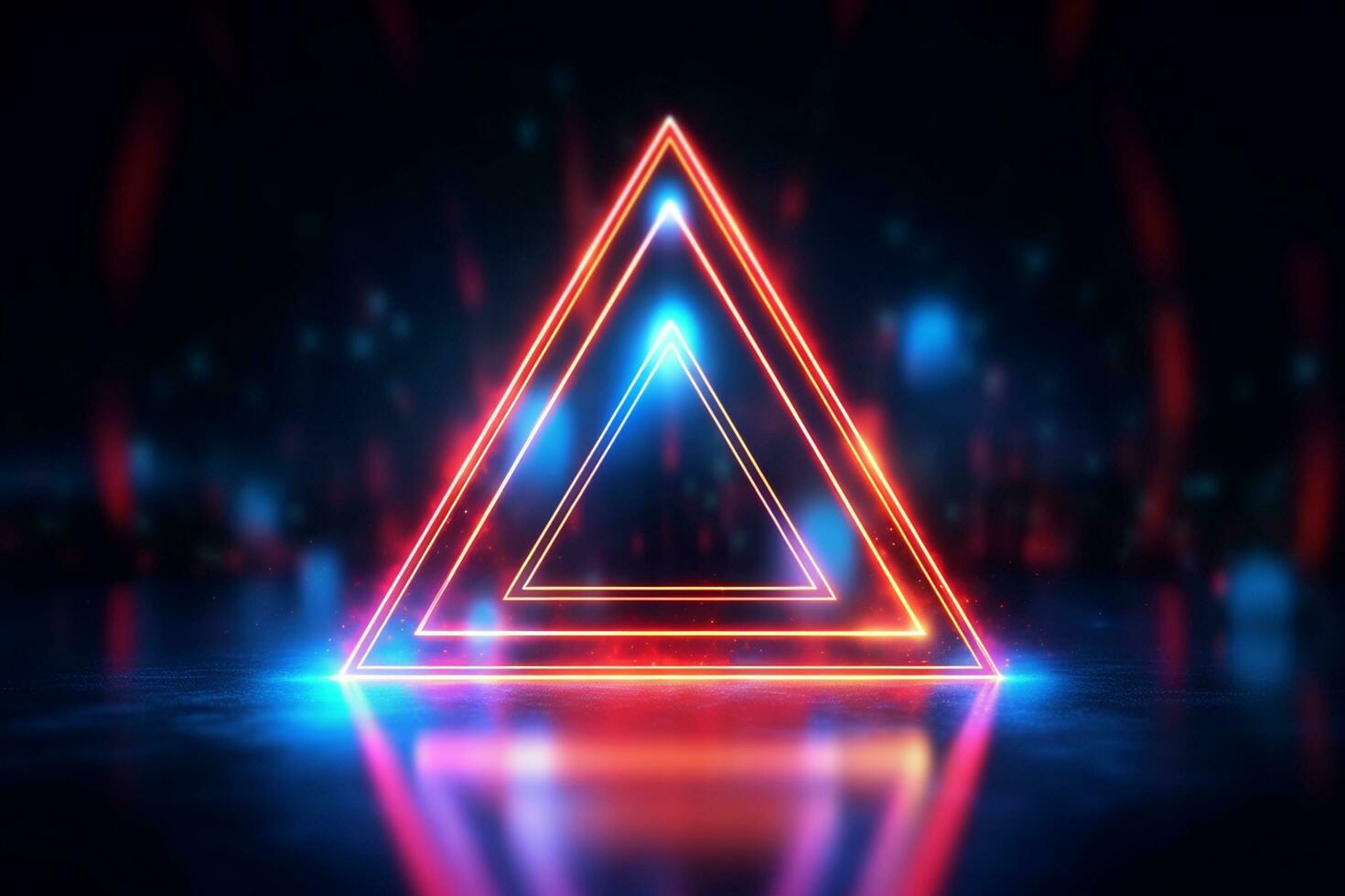 Abstract neon triangle background. 3d rendering. Neon triangle background. photo