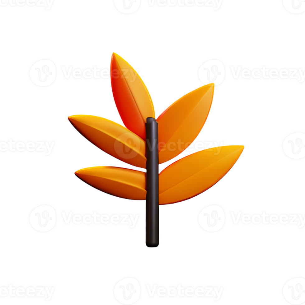 autumn leaves 3d rendering icon illustration png