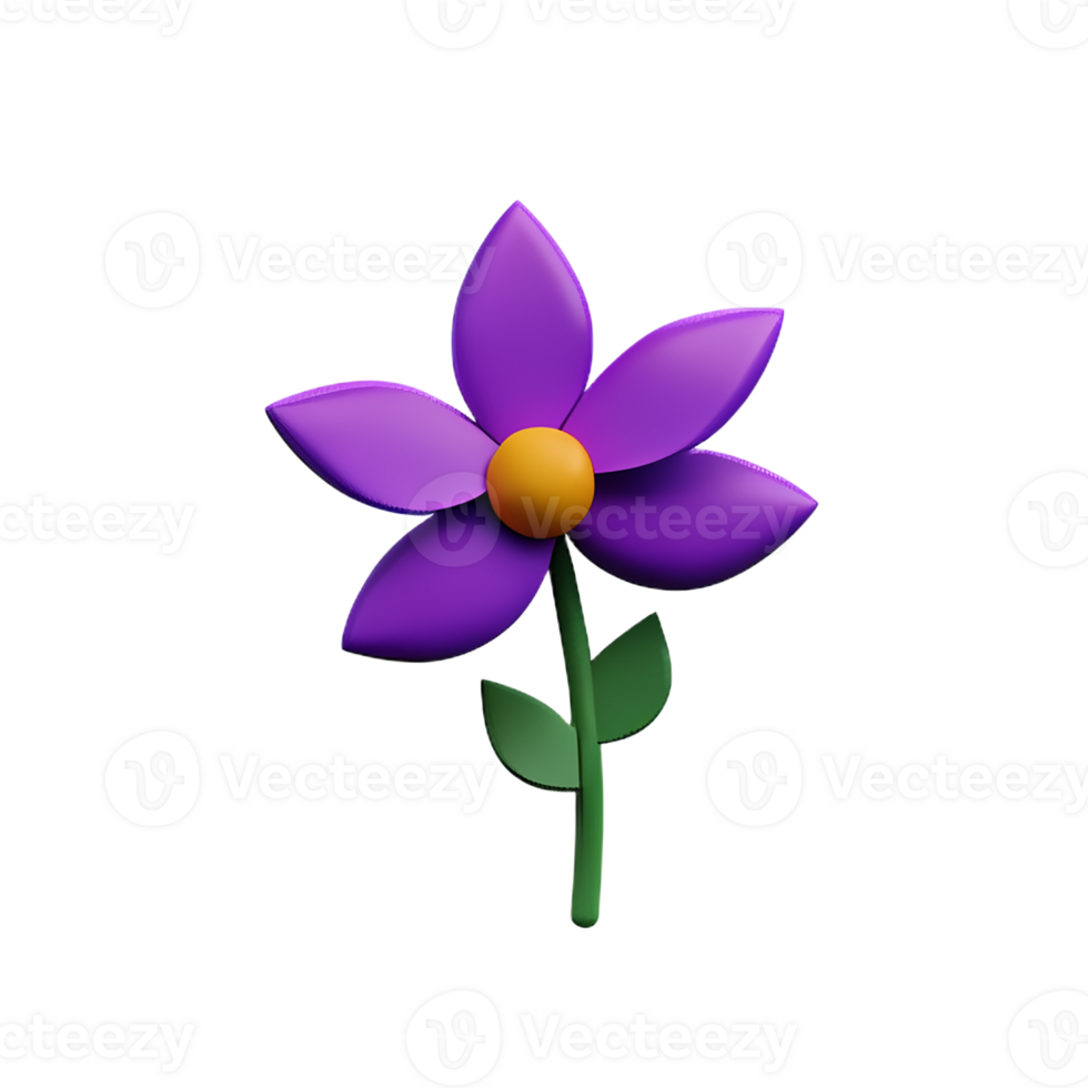 purple flower 3d rendering icon illustration png