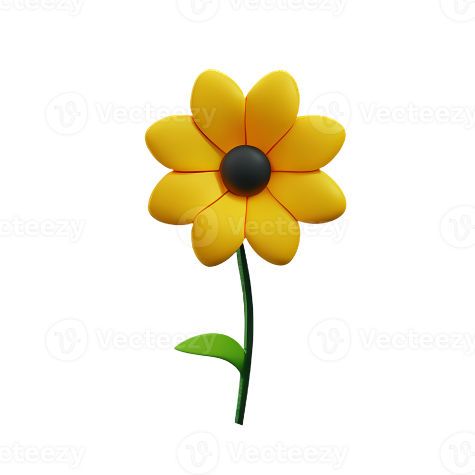 gold flower 3d rendering icon illustration png
