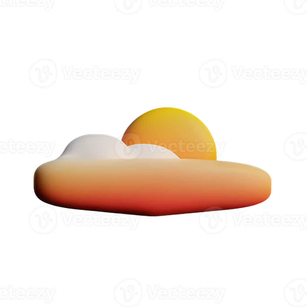 sunrise 3d rendering icon illustration png