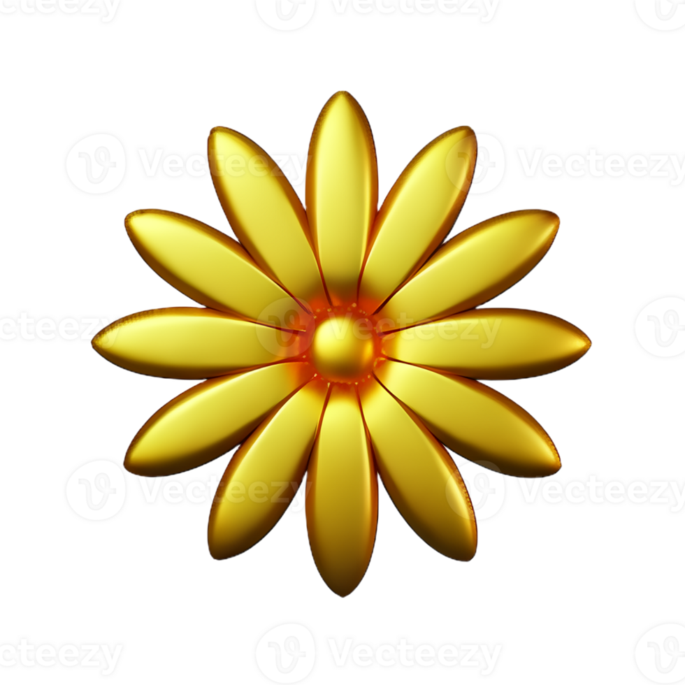 gold flower 3d rendering icon illustration png