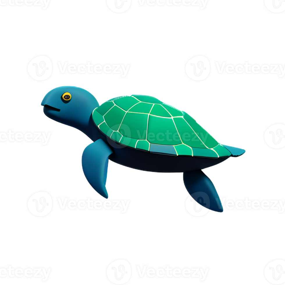 sea turtle 3d rendering icon illustration png