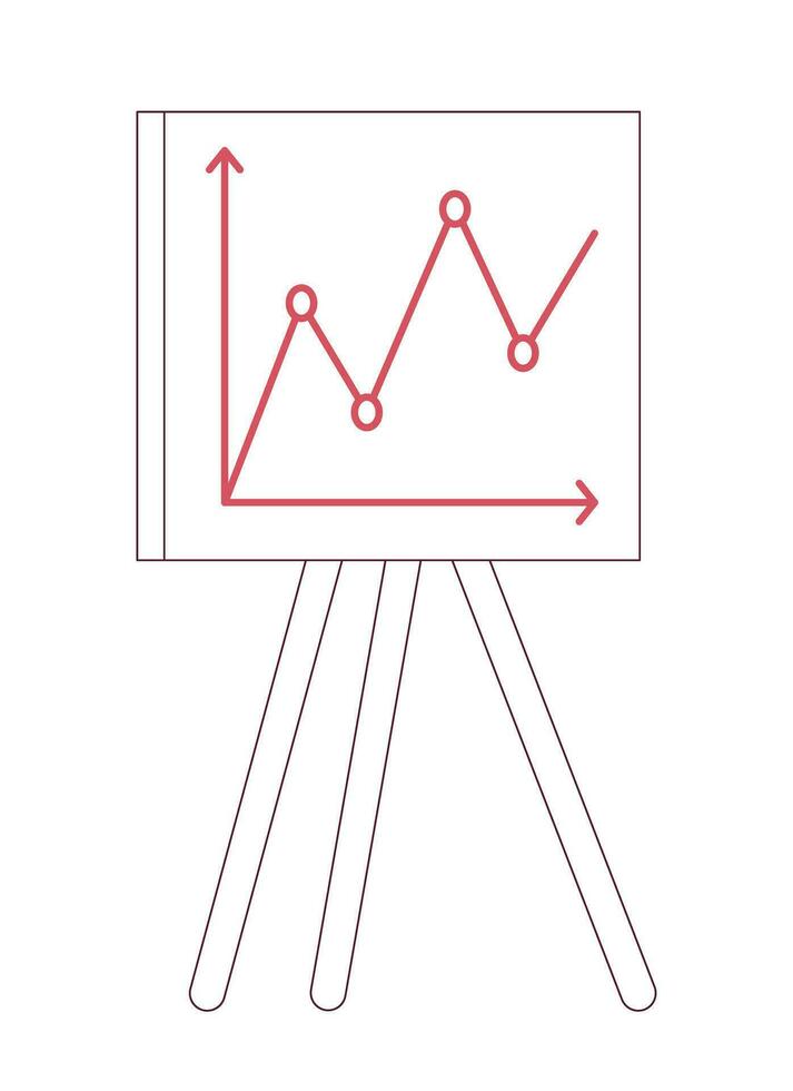 Presentation whiteboard with graphs charts 2D cartoon object. Company profit report infographics isolated vector item white background. Standing white board in office color flat spot illustration