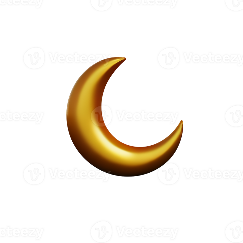 crescent moon 3d rendering icon illustration png