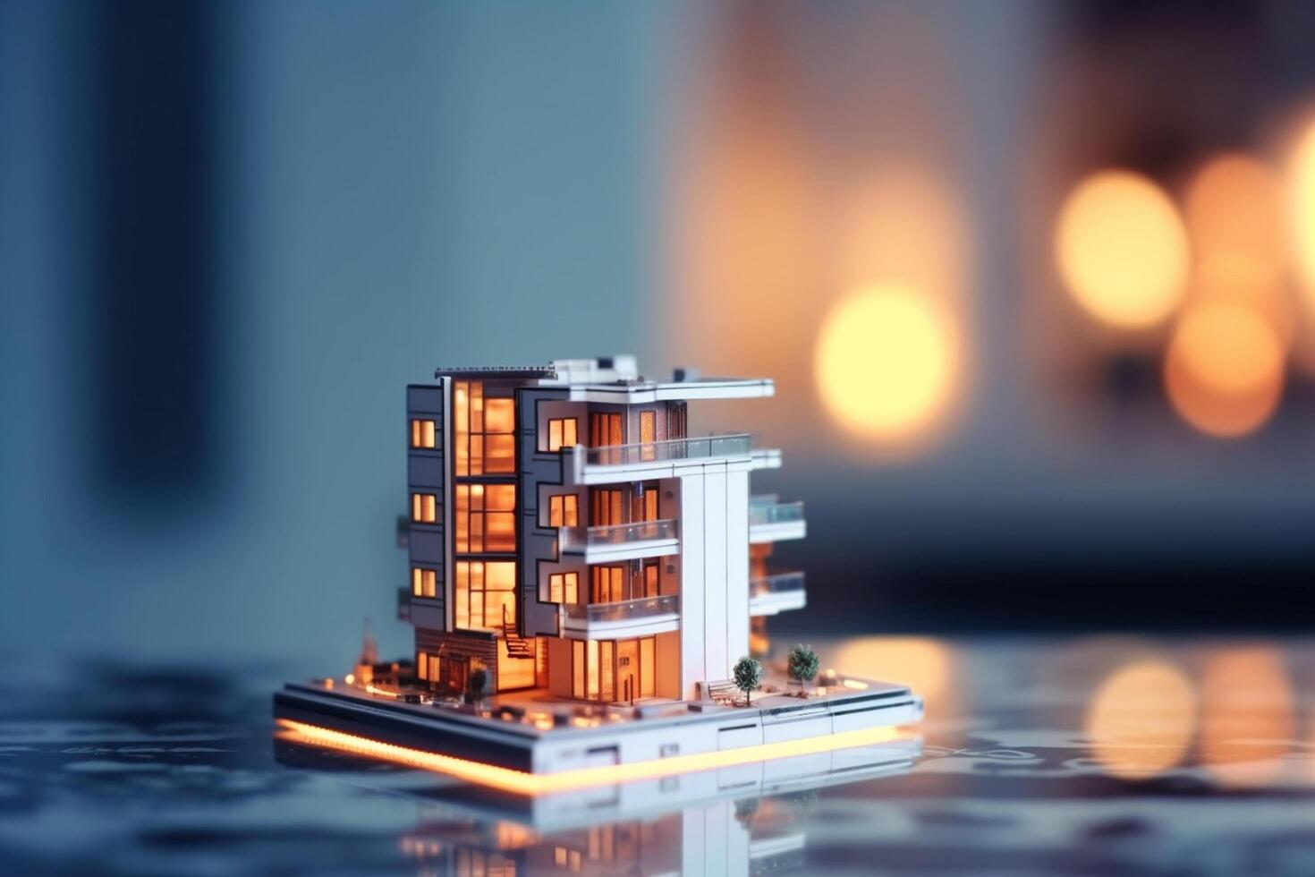 Smart home concept with mobile phone and house. 3D Rendering, Real estate concept photo