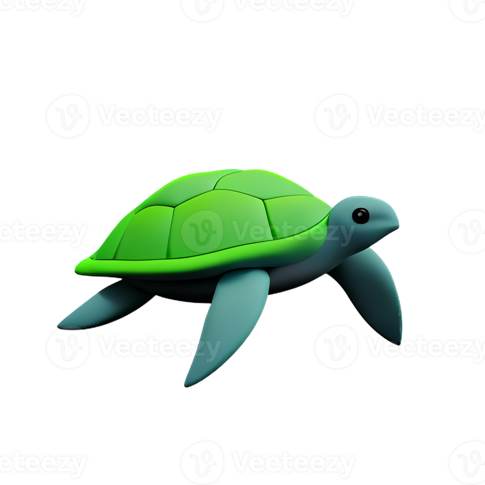 sea turtle 3d rendering icon illustration png