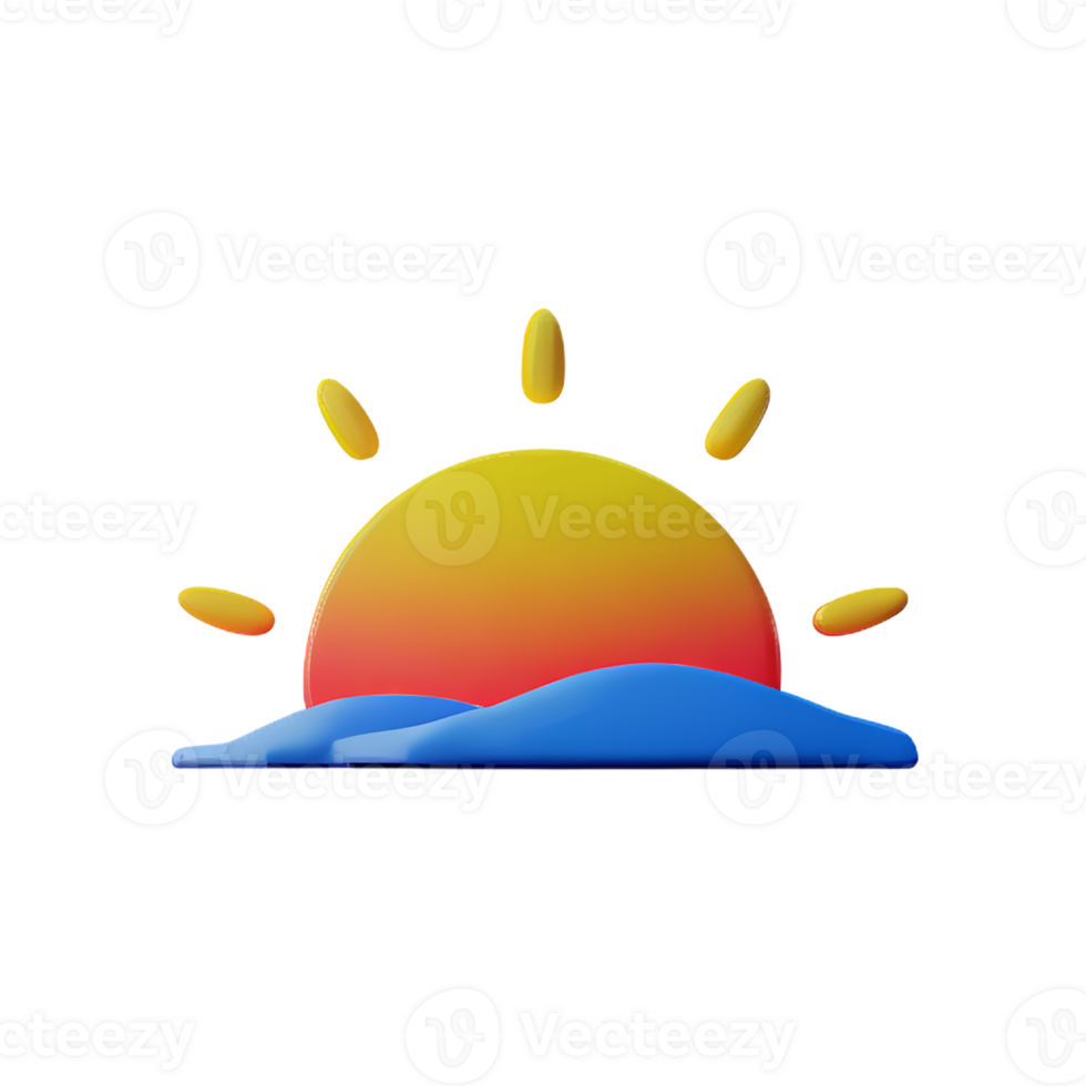 sunrise 3d rendering icon illustration png