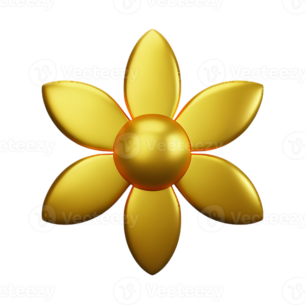 gold flower 3d rendering icon illustration png