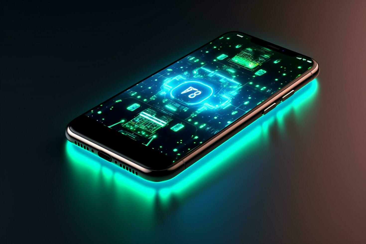 3d rendering of a smartphone with a hologram of a bitcoin symbol Ai Generated photo