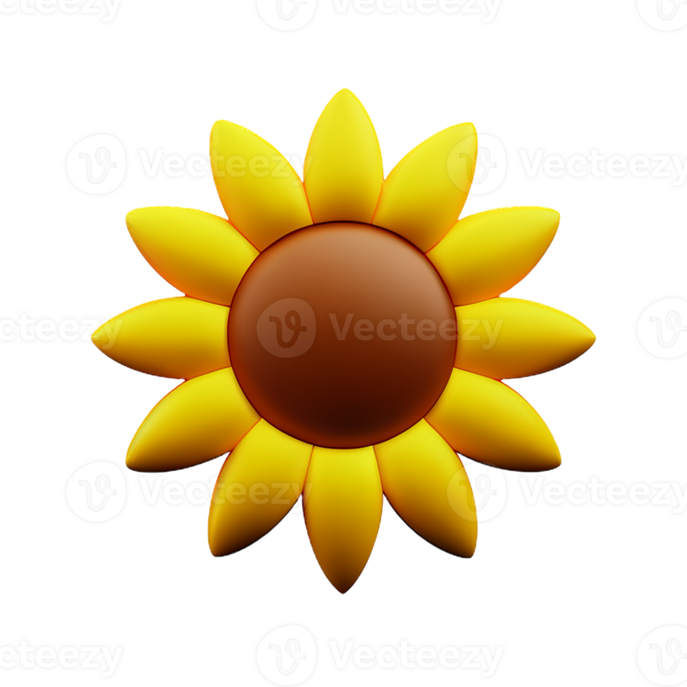 sun flower 3d rendering icon illustration png