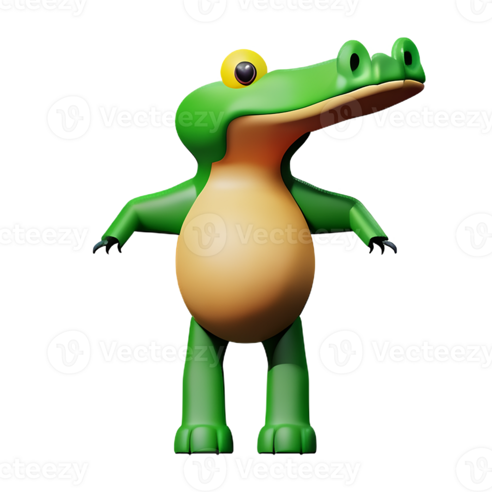 crocodile 3d rendering icon illustration png