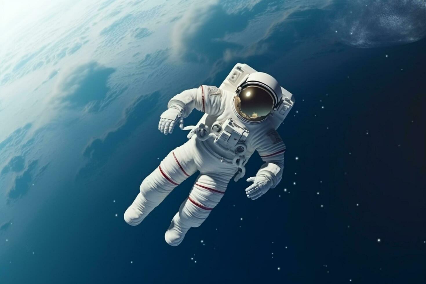 Astronaut floating in the space. Mixed media. Mixed media Ai Generative photo