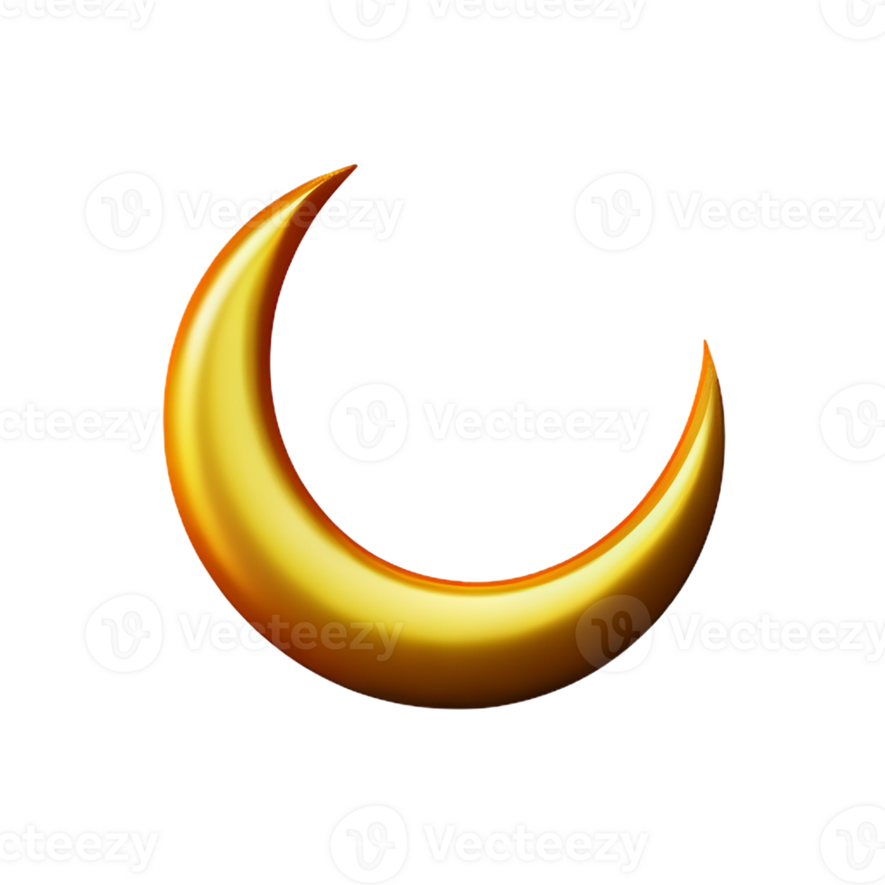 crescent moon 3d rendering icon illustration png