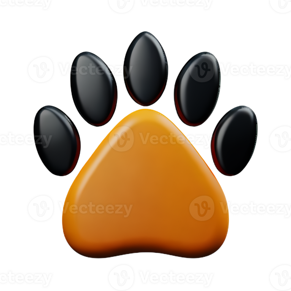 dog paw 3d rendering icon illustration png