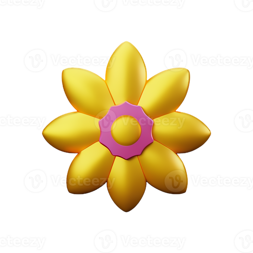 gold flower 3d rendering icon illustration png