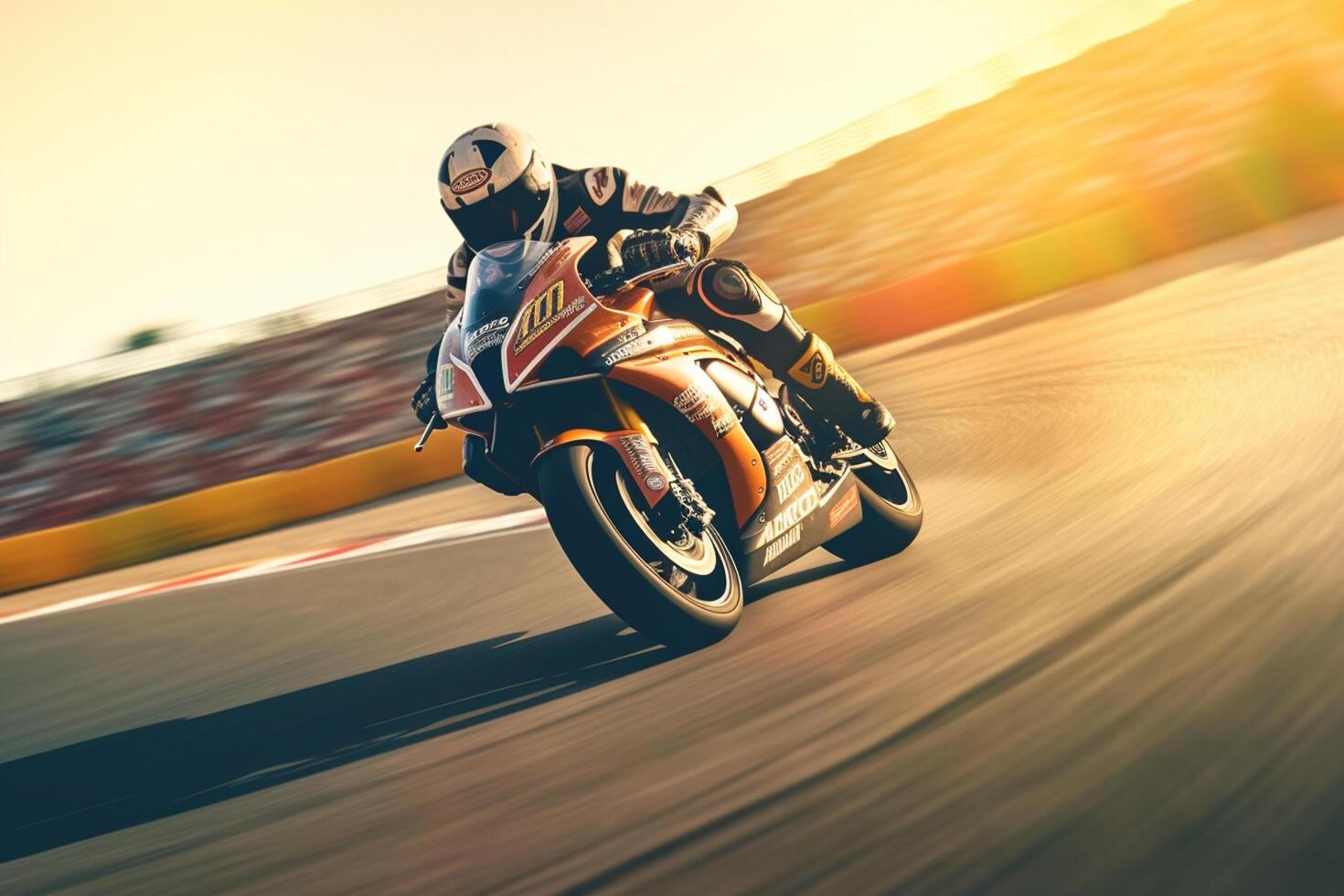 Motorcycle rider in action on the race track Ai Generative photo