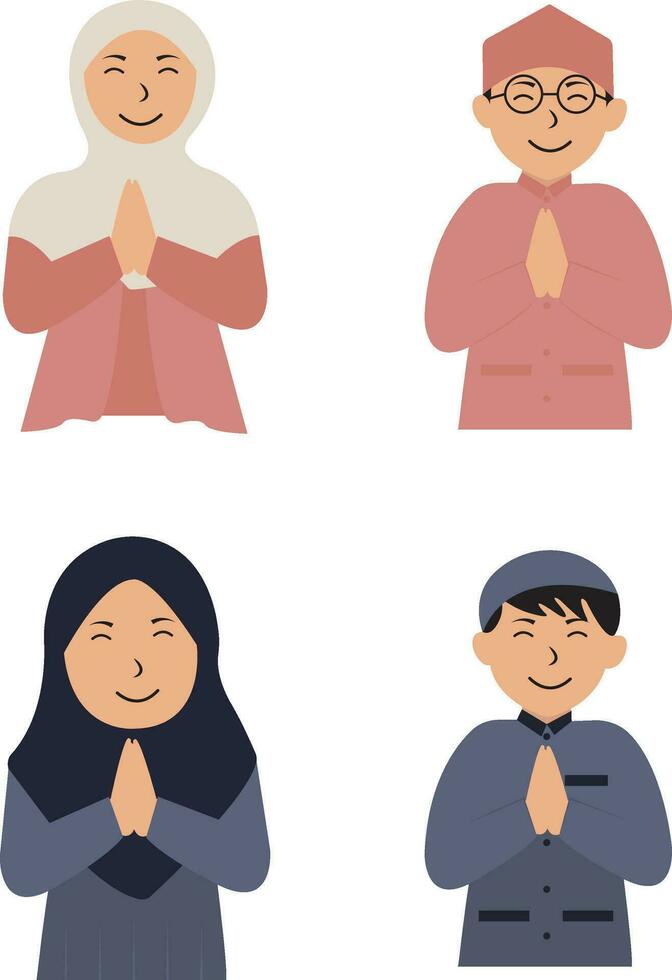 eid al-fitr icono colocar, con plano diseño. vector ilustración