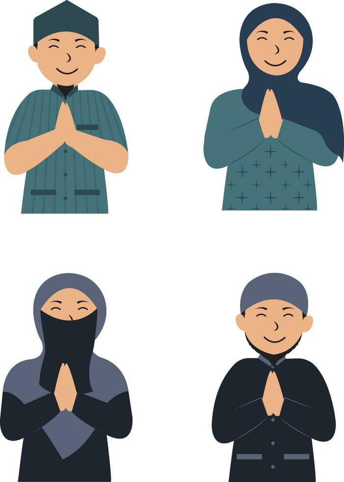 eid al-fitr icono colocar, con plano diseño. vector ilustración