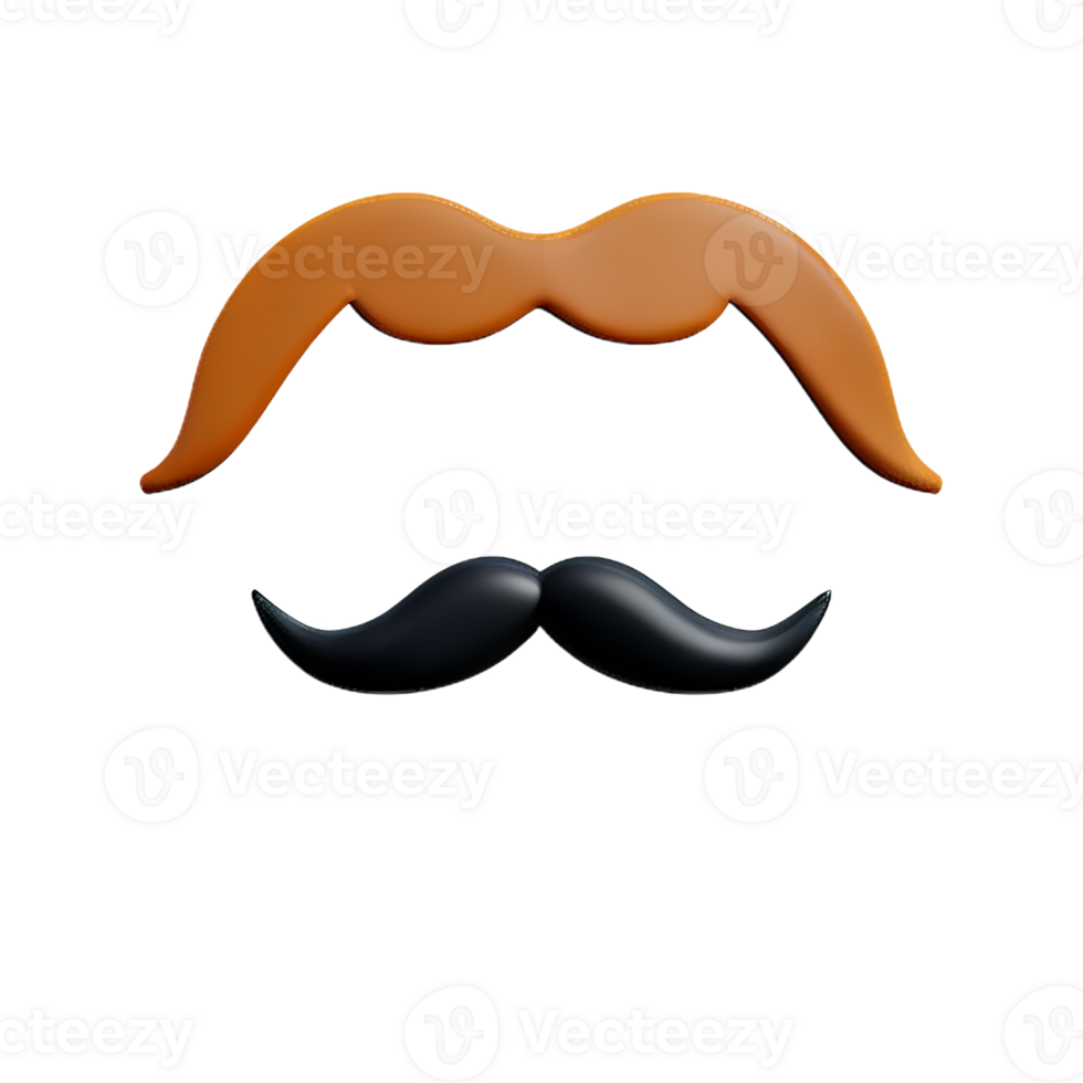mustache 3d rendering icon illustration png