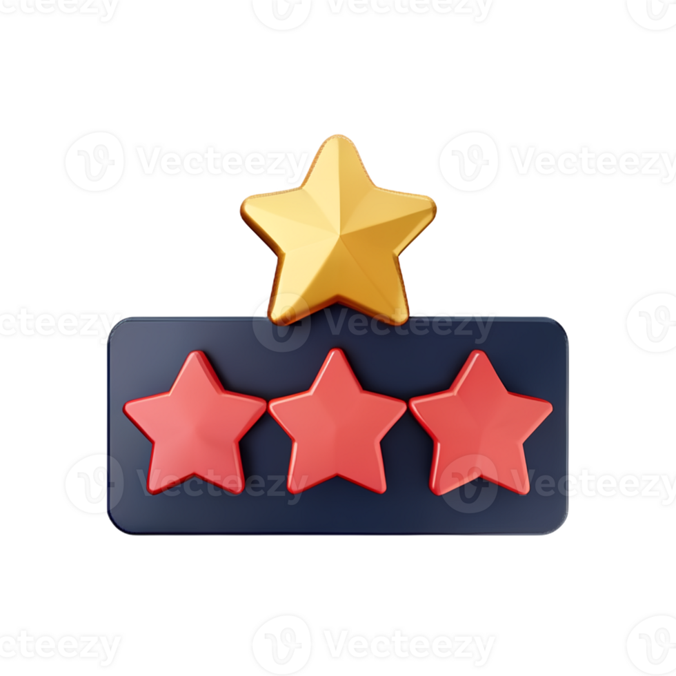 review 5 star 3d rendering icon illustration png