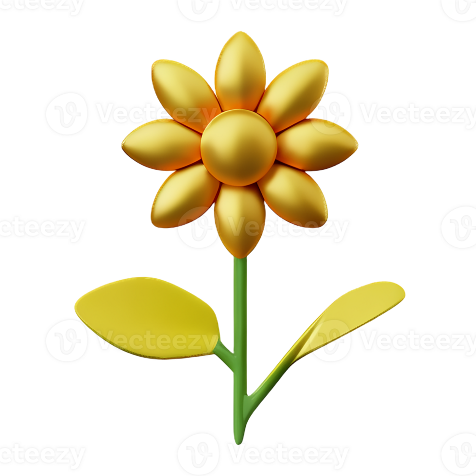 gold flower 3d rendering icon illustration png