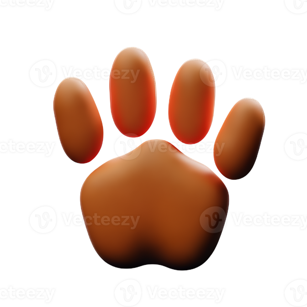 dog paw 3d rendering icon illustration png
