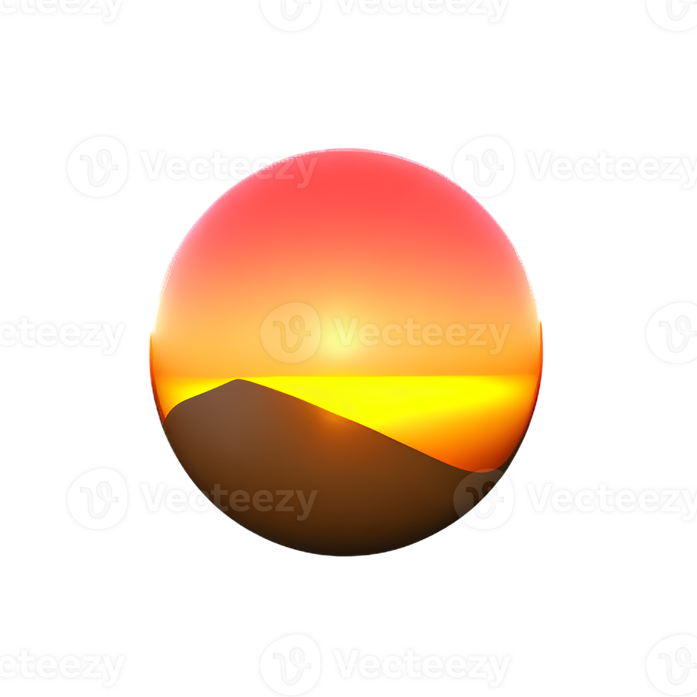 sunrise 3d rendering icon illustration png