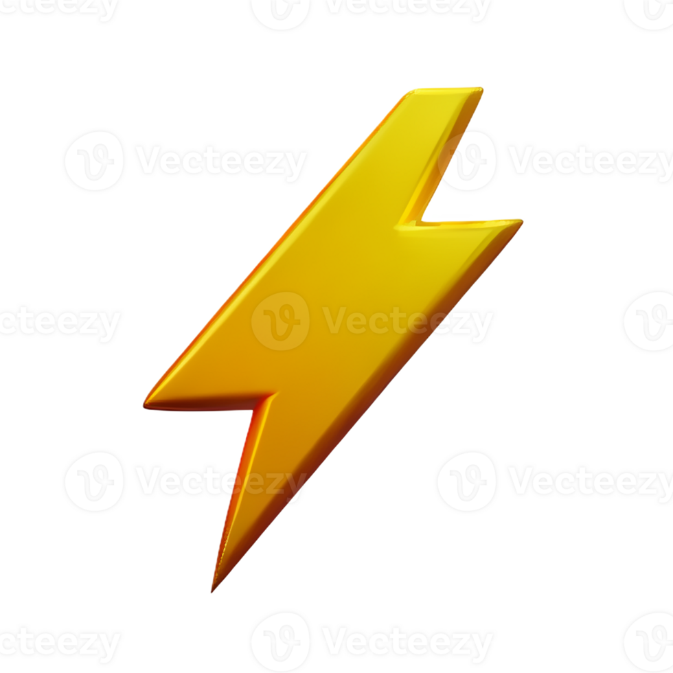 lightning bolt 3d rendering icon illustration png