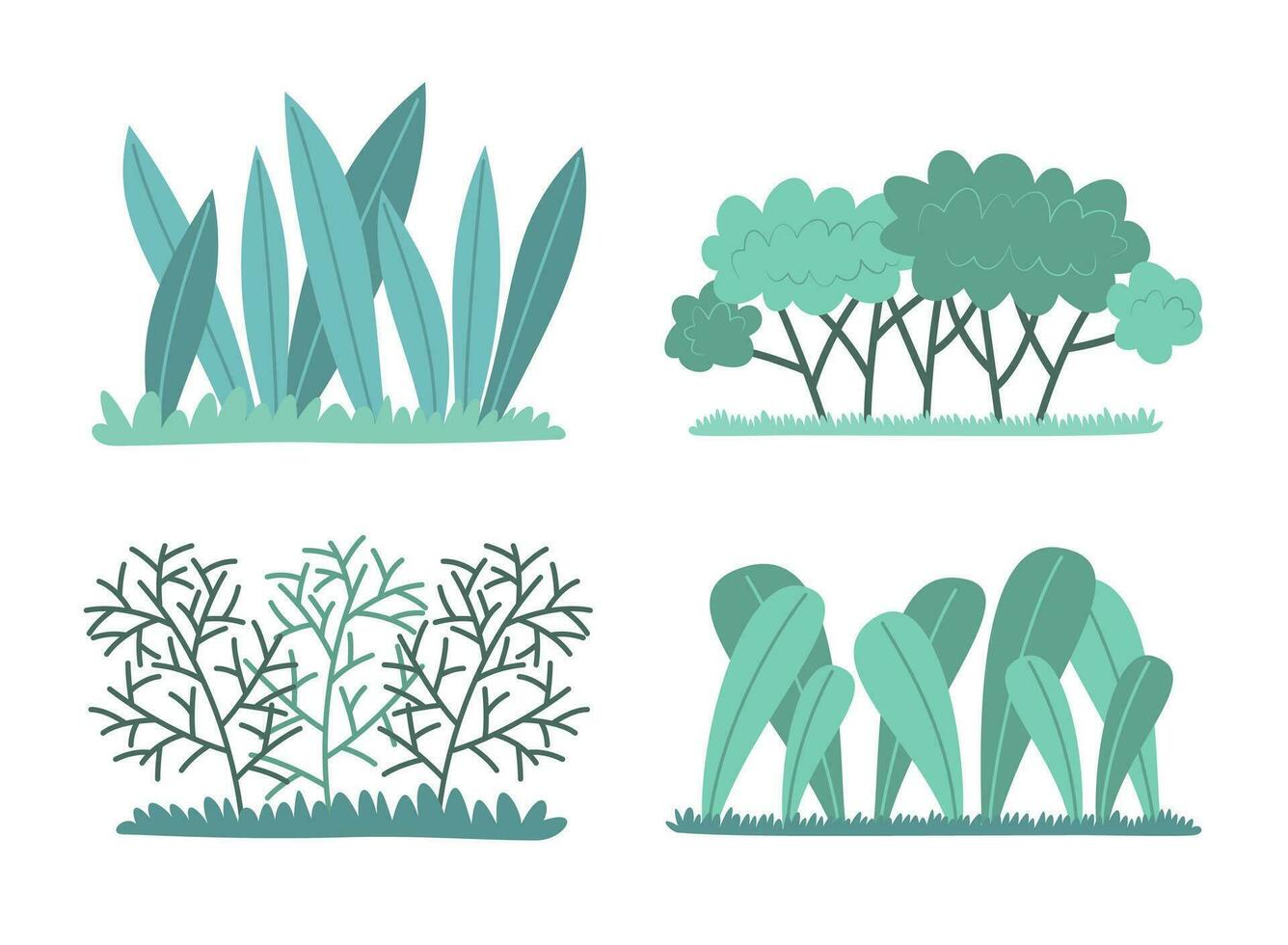 Set of Plant with Grass for Natural Flat Design Illustration vector