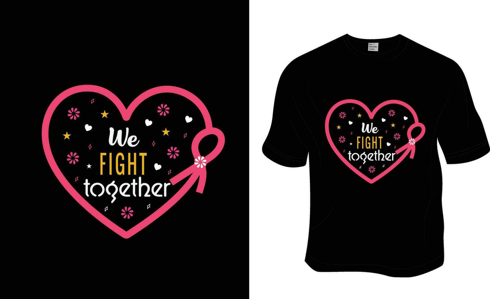 Retro, We Fight Together, Breast Cancer Awareness T-shirt Design. ready to print for apparel, poster, and illustration. Modern, simple, lettering t-shirt vector