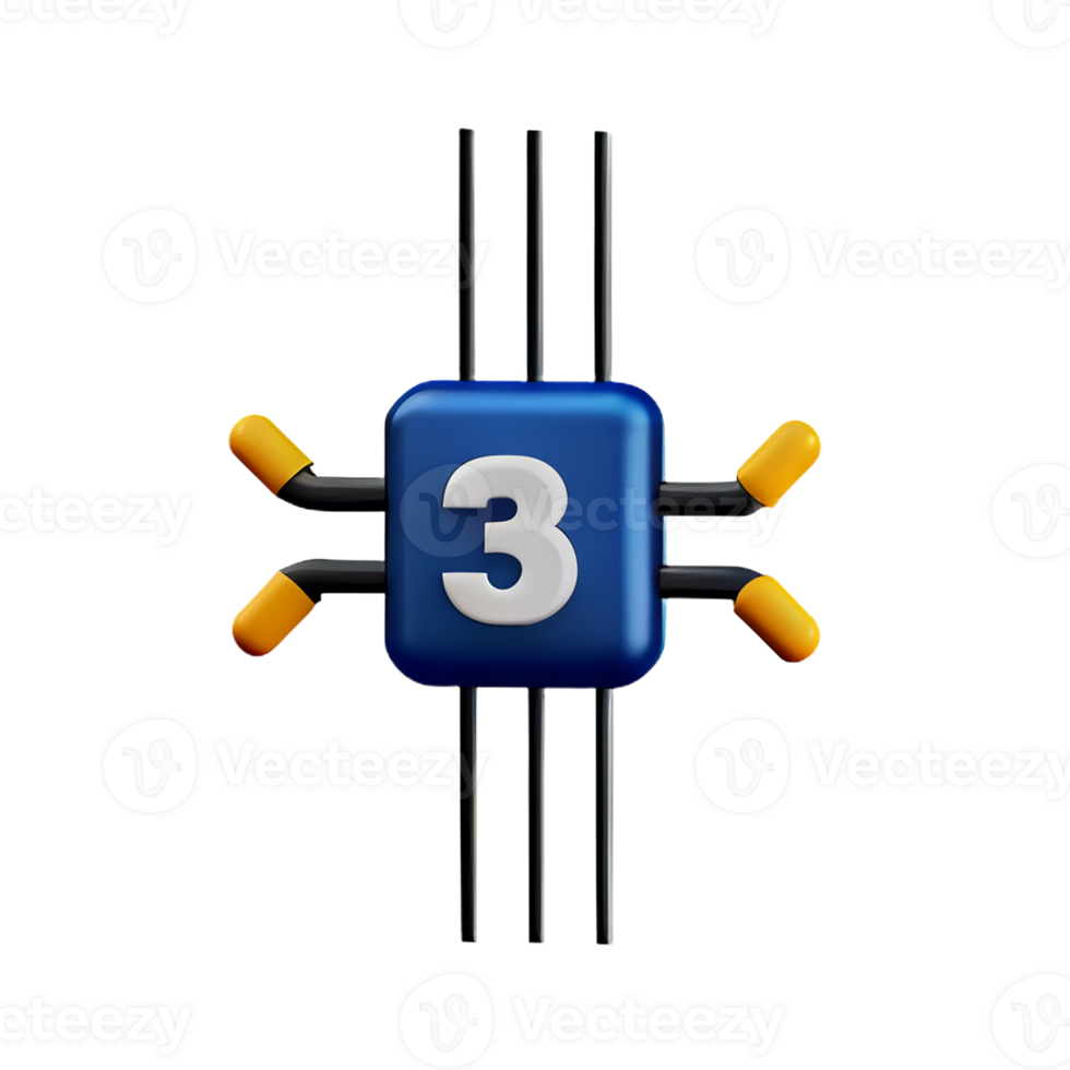 circuit 3d rendering icon illustration png