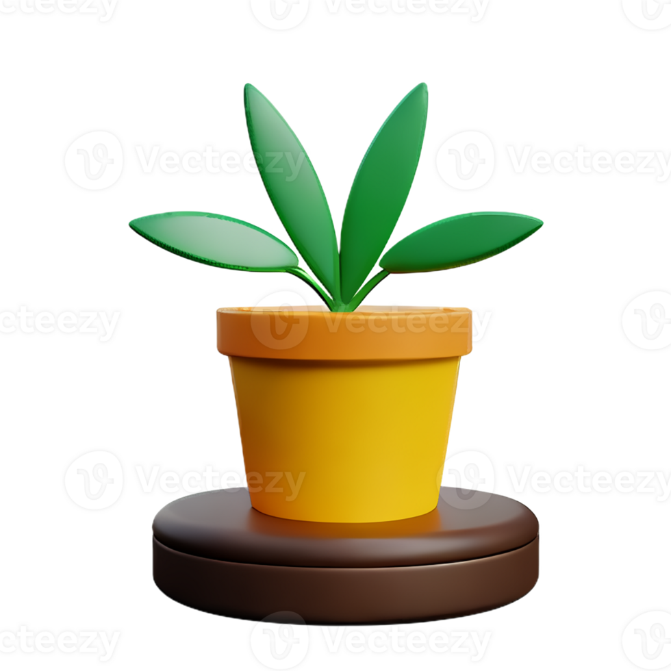 flower pot 3d rendering icon illustration png