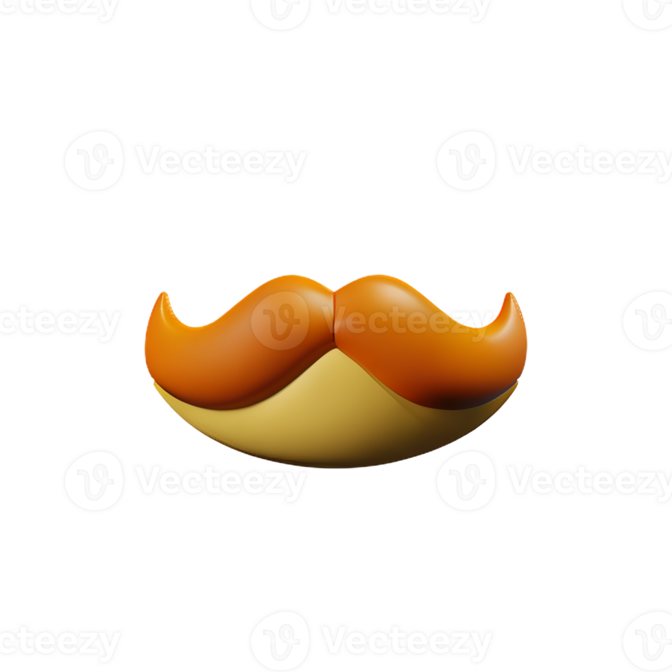 mustache 3d rendering icon illustration png