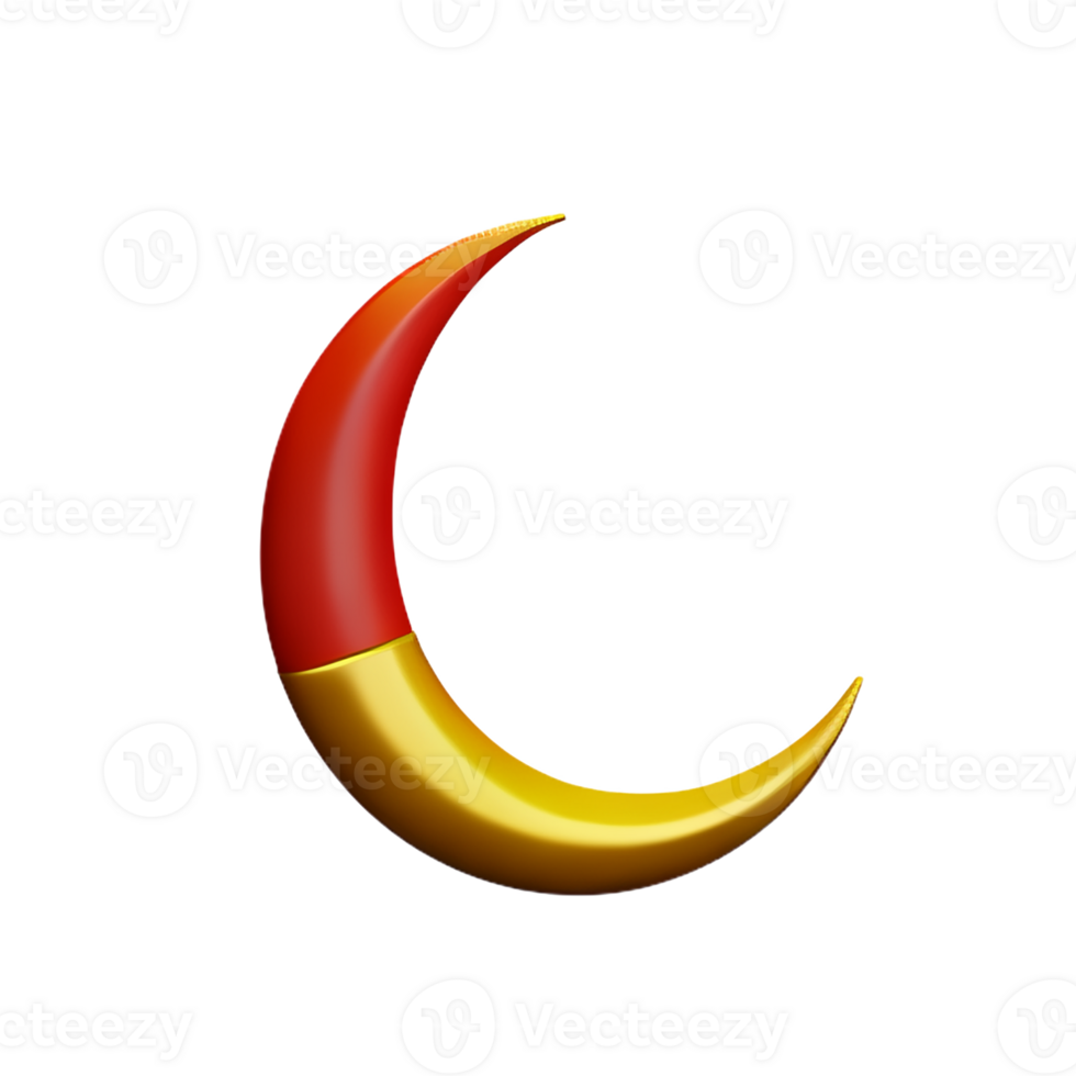 crescent moon 3d rendering icon illustration png