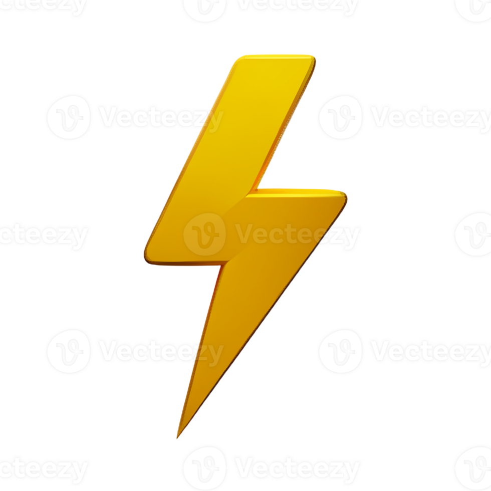 lightning bolt 3d rendering icon illustration png