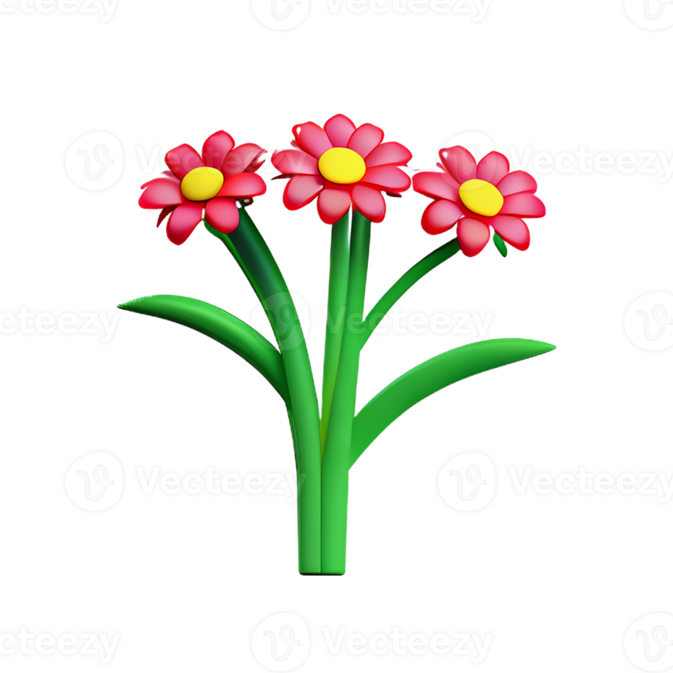 wild flowers 3d rendering icon illustration png