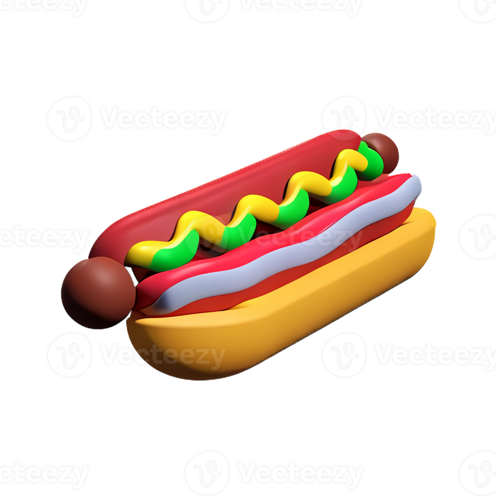 hot dog 3d rendering icon illustration png