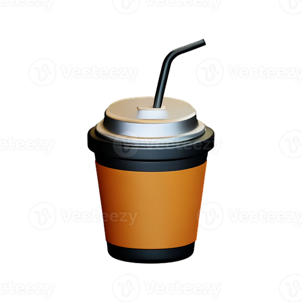 iced coffee 3d rendering icon illustration png