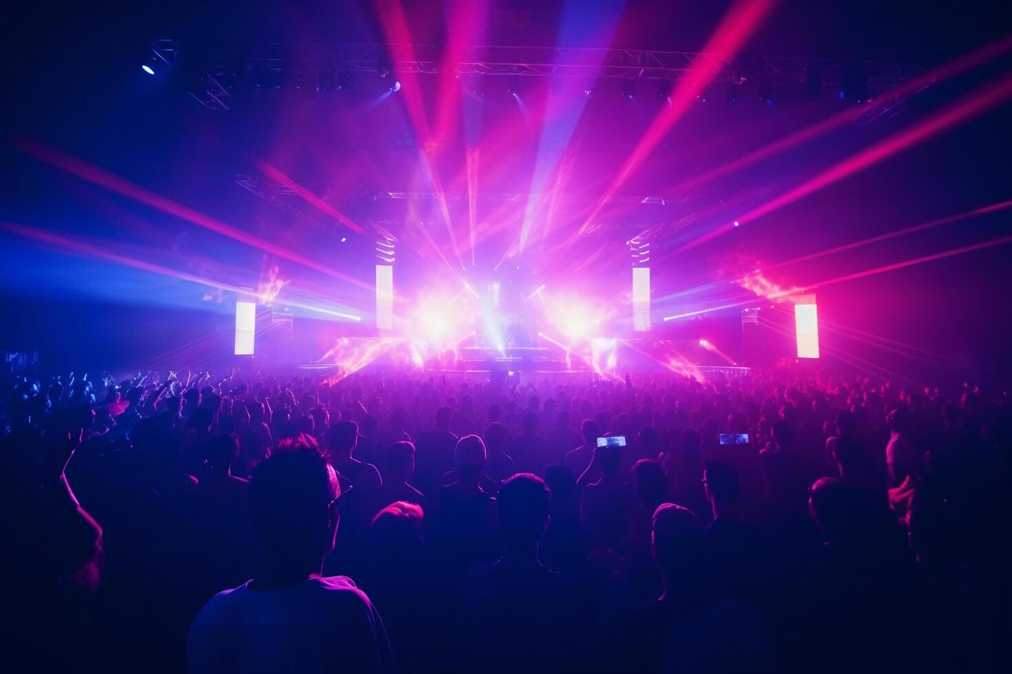 Stage lights in a nightclub, close-up, toned image photo