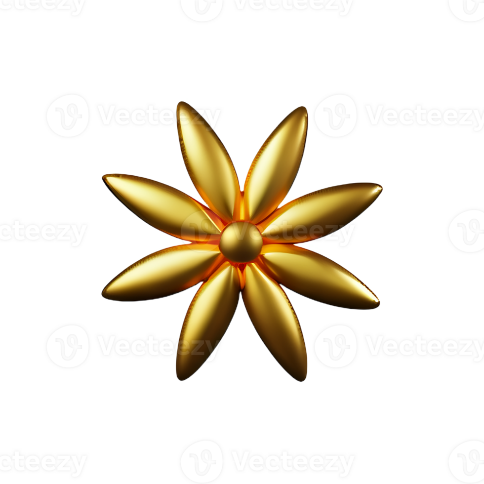 gold flower 3d rendering icon illustration png