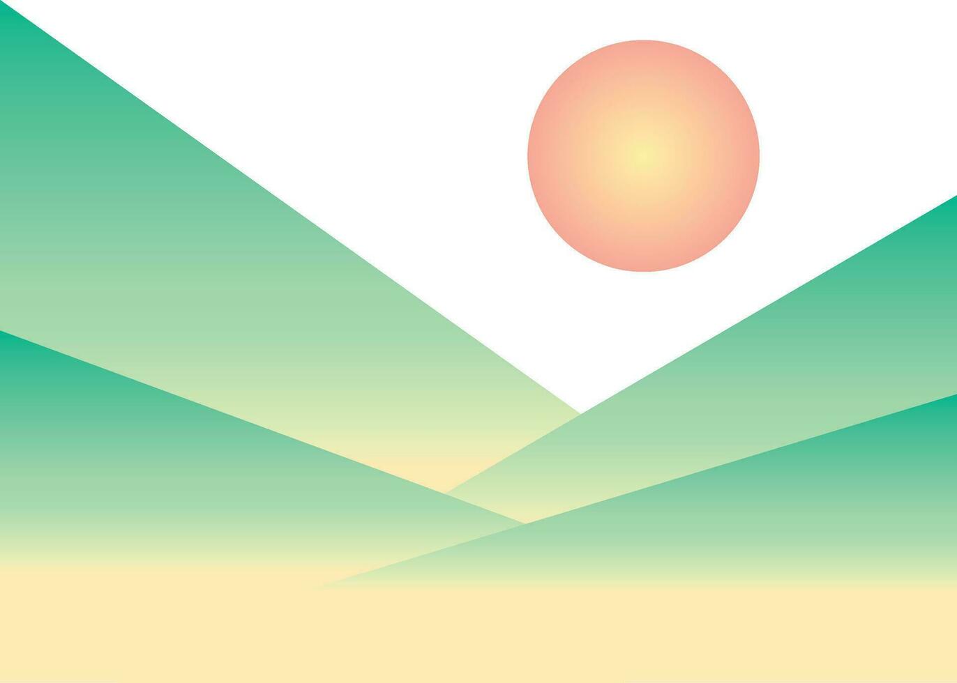 Sunrise with grass field flat abstract design for painting wall decoration vector