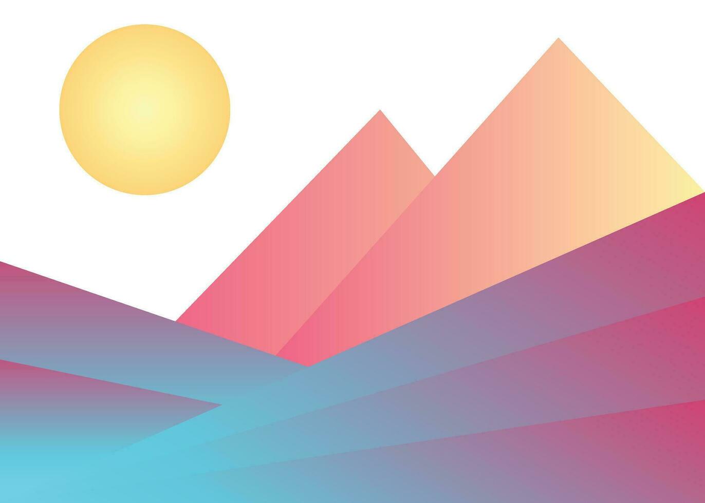 Sunrise on the sea and mountain flat abstract design for painting wall decoration vector