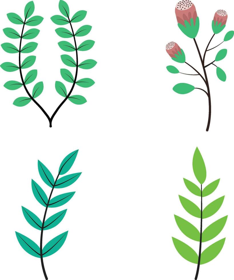 Botanical Element in Simple Shape. Vector Illustration